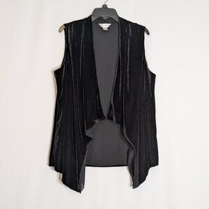 CHRISTOPHER & BANKS Black Velvet Sleeveless Open Lined Tunic; Size L
